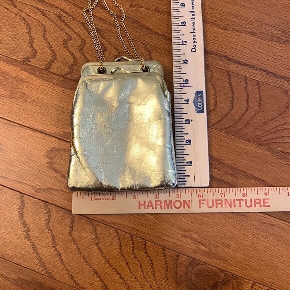 Jane Shilton genuine leather gold evening bag with three pockets & snap closure - Picture 2 of 15